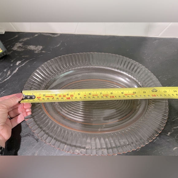 VINTAGE: MACBETH-EVANS - PINK DEPRESSION GLASS SERVING PLATTER - Petalwa… - Picture 9 of 10